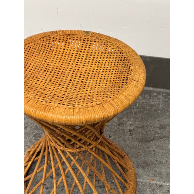 Late 20th Century Rattan Hourglass Stool, Vintage For Sale - Image 5 of 12