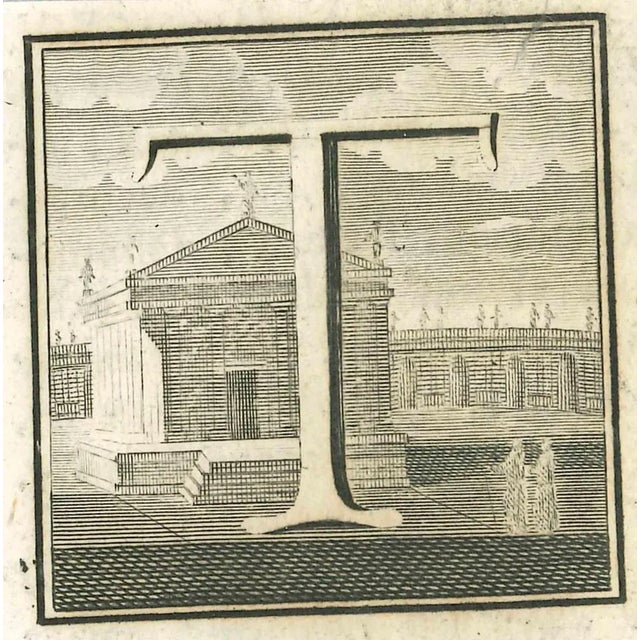 Letter of the Alphabet T, from the series "Antiquities of Herculaneum", is an etching on paper realized by Various Authors...