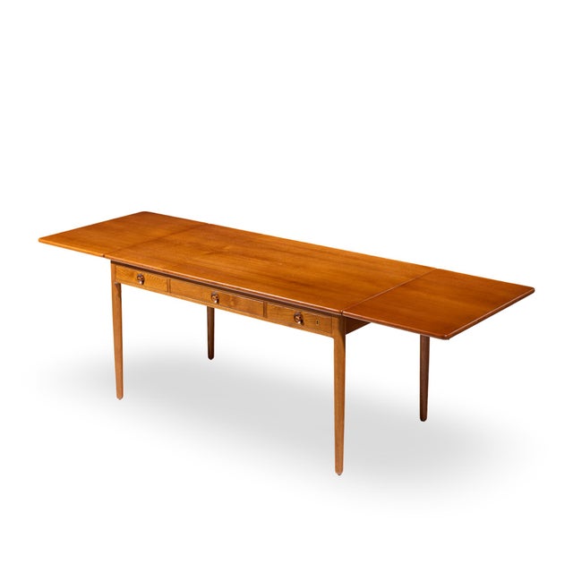 Hans Wegner for Andreas Tuck at-305 Mid Century Danish Teak Drop Side Desk For Sale - Image 13 of 13