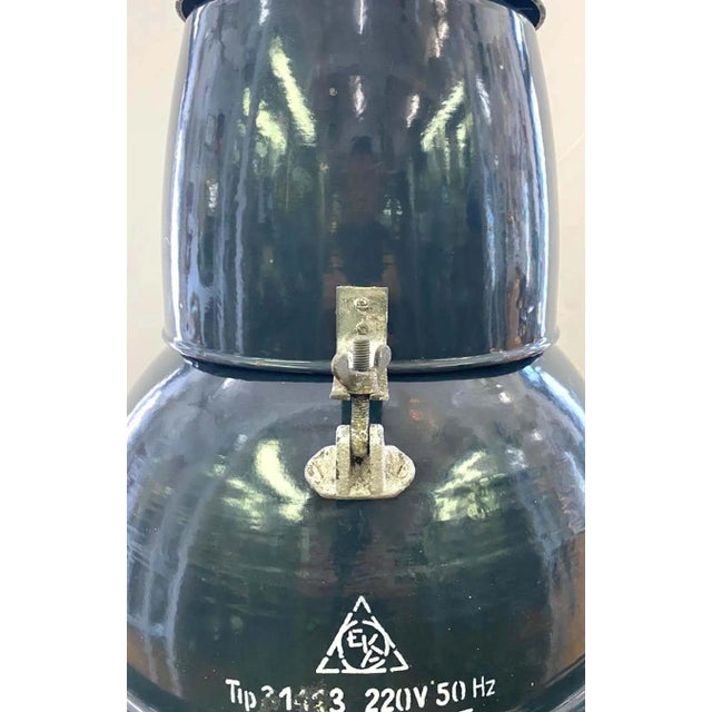 1940s Italian Blue Enamel Large Industrial Factory / Warehouse Lantern For Sale - Image 10 of 13