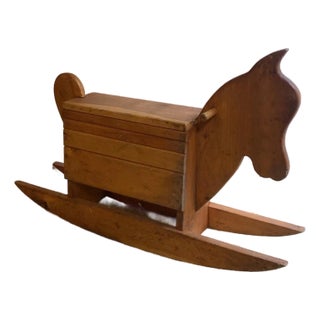 1980s Wooden Rocking Horse Handmade Folk Art For Sale