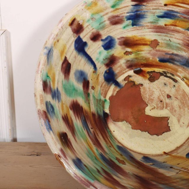 1920s Large Vintage Spanish Glazed Bowl, 1920s For Sale - Image 5 of 6