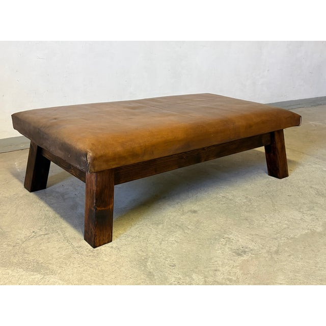 Industrial Large Gym Table in Leather, 1960s For Sale - Image 3 of 8