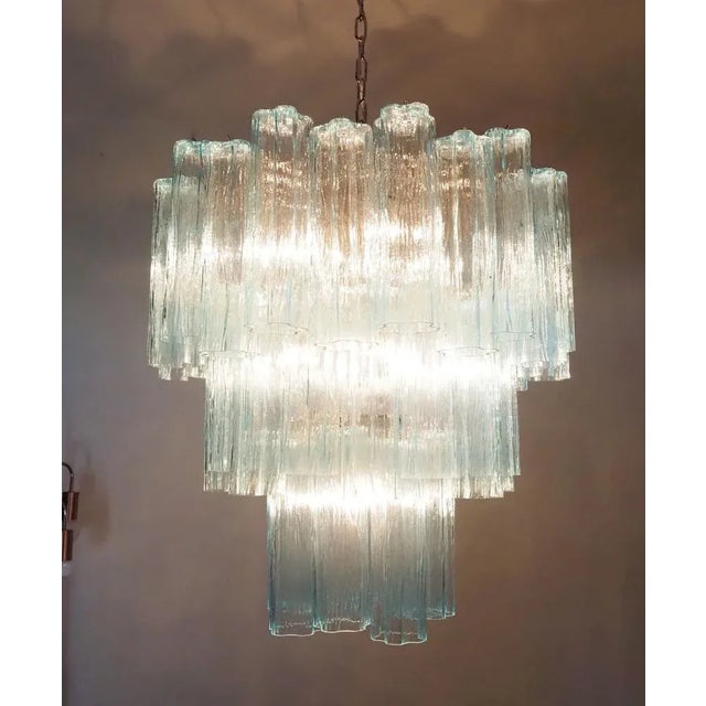Three-Tier Murano Glass Tube Chandelier, 1990 For Sale - Image 9 of 11
