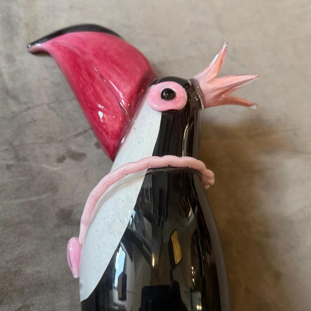 1990s Modern Pink Black and White Murano Glass Tucano by Dior Home For Sale - Image 9 of 13
