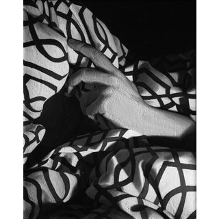 Hand Study #1 by Rebecca Mason Adams | Acrylic on canvas Study of a hand on patterned fabric For Sale
