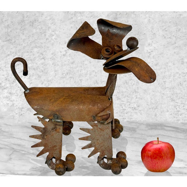 Vintage Steampunk Salvaged Metal Art Dog Sculpture, c. Late 20th Century - An Unusual Indoor/Outdoor Recycled Metal...