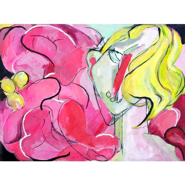 "Party - Me at 25 in Nyc" Contemporary Pink Painting For Sale
