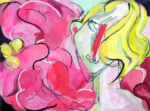 "Party - Me at 25 in Nyc" Contemporary Pink Painting