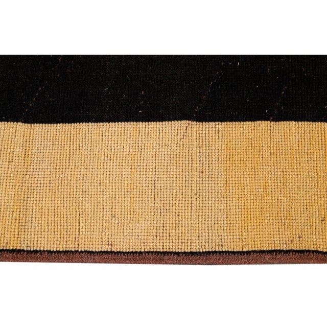 Yellow Mid-20th Century Vintage Art Deco Wool Rug For Sale - Image 8 of 13