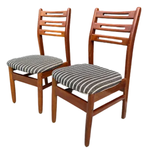 Vintage Set of 2 Mid-Century Modern Teak Dining Chairs - Danish Modern