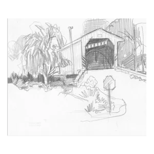 1980s John Reilly Covered Bridge Drawing