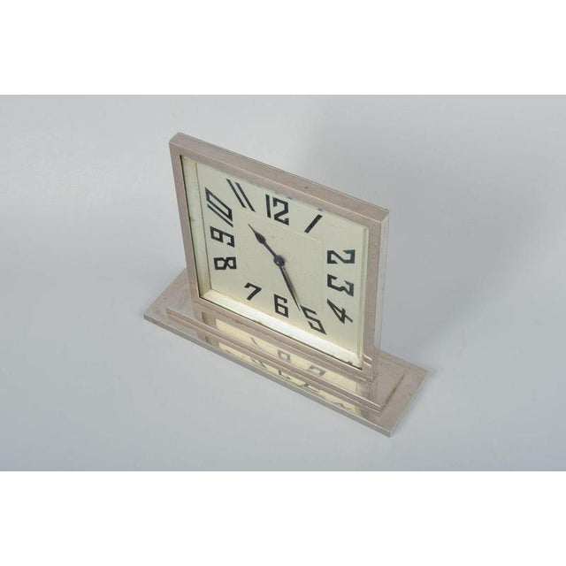 Art Deco Rectangular Silver-Plated Mantel Clock Base, Sweden, 1930s For Sale - Image 3 of 6