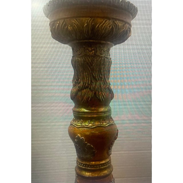 Plastic Pair of Ornate Grape & Vine Pillar Candle Holders, Old World Style For Sale - Image 7 of 7