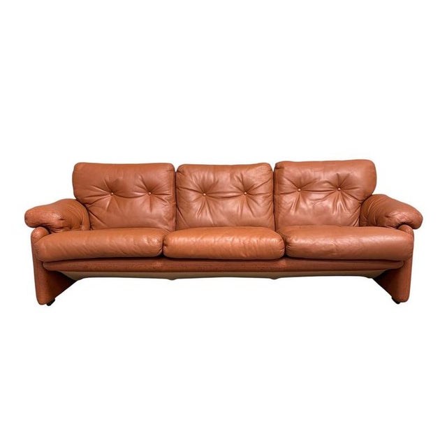 Vintage Coronado Three-Seater Sofa in Cognac Leather from B&B Italia, Italy, 1960s For Sale - Image 16 of 16