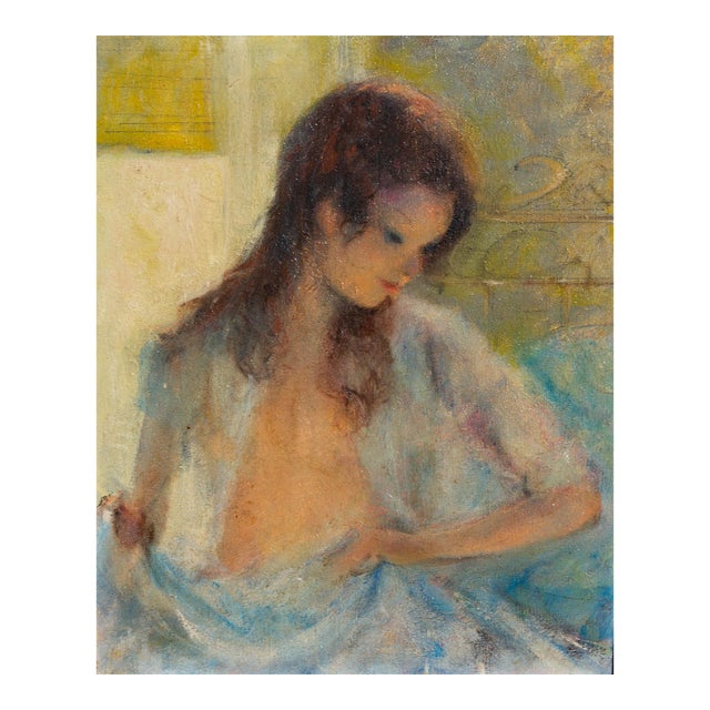 French Impressionist Painting Portrait of a Young Girl Paris School For Sale