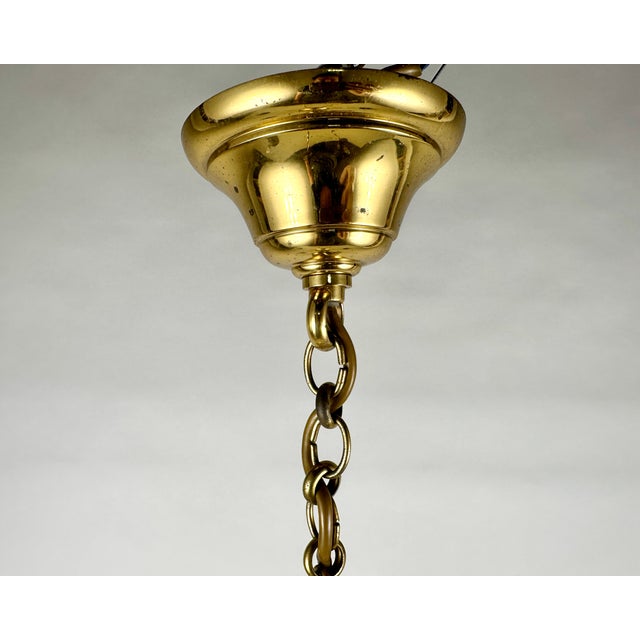Metal Vintage Belgian Brass Chandelier with Six-Arm Lighting, 1960s For Sale - Image 7 of 8