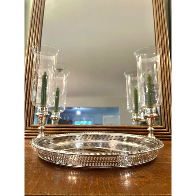English Vintage 15.5” Wm Rogers Silver Plate Round Gallery Tray For Sale - Image 3 of 11