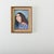 French vintage (late 20th century) framed oil portrait on panel of a lady in three-quarter view, wearing a pensive...