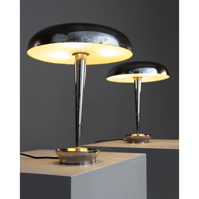 Metal Steel D4639 Table Lamps from Stilnovo, 1950s, Set of 2 For Sale - Image 7 of 14