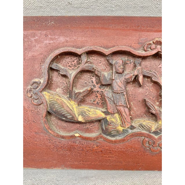 Chinoiserie Antique Carved Chinoiserie Wall Panel For Sale - Image 3 of 8