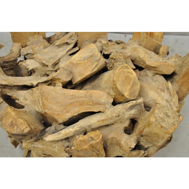Mid-Century Modern Vintage Mid Century Modern Teak Wood Root Driftwood Coffee Table Pedestal Base For Sale - Image 3 of 11