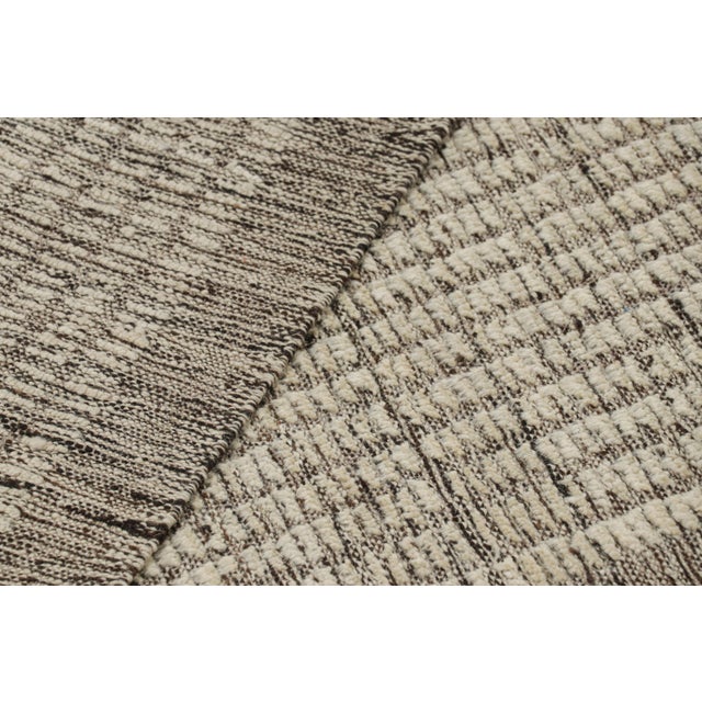 Textile Rug & Kilim’s Textural Kilim With White Textural Stripes and Black Accents For Sale - Image 7 of 7