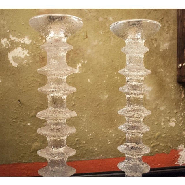 Mid-Century Modern Glass Candleholders by Timo Sarpaneva for Iittala, 1980s, Set of 2 For Sale - Image 3 of 7
