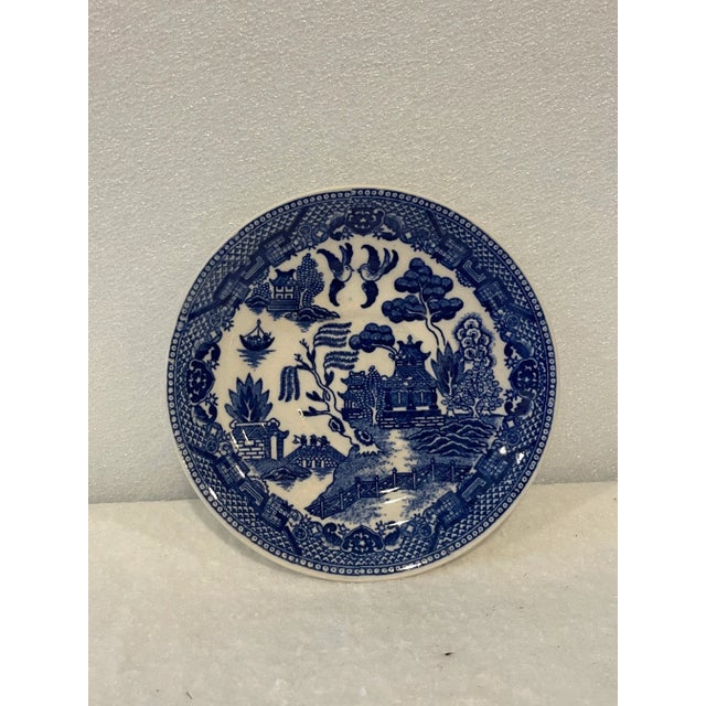 Ceramic Antique Blue Willow Plate For Sale - Image 7 of 8