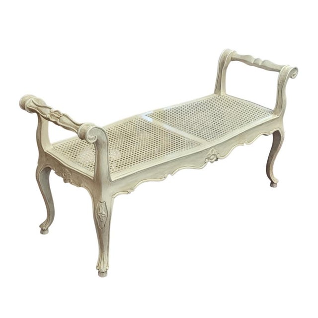 Vintage Cane Seat Window Bench For Sale - Image 10 of 10