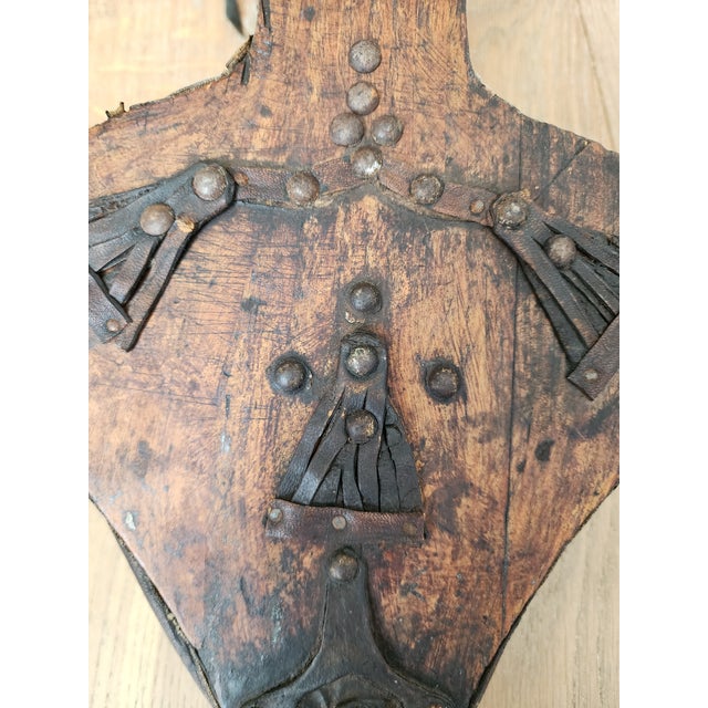 19th-Century Primitive Wood, Leather & Iron Fireplace Bellows With Studded Folk Art Decoration For Sale - Image 15 of 18
