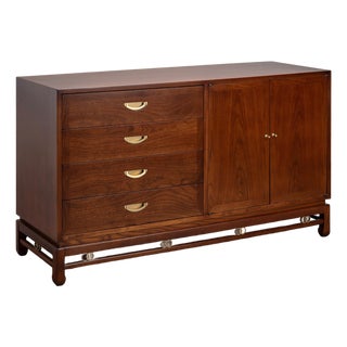 Ash Wood Sideboard Buffet With Gold Hardware by American of Martinsville For Sale