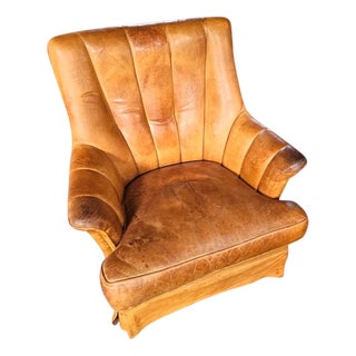 Sheep Leather Club Chair with Magazine Holder, 1970s For Sale