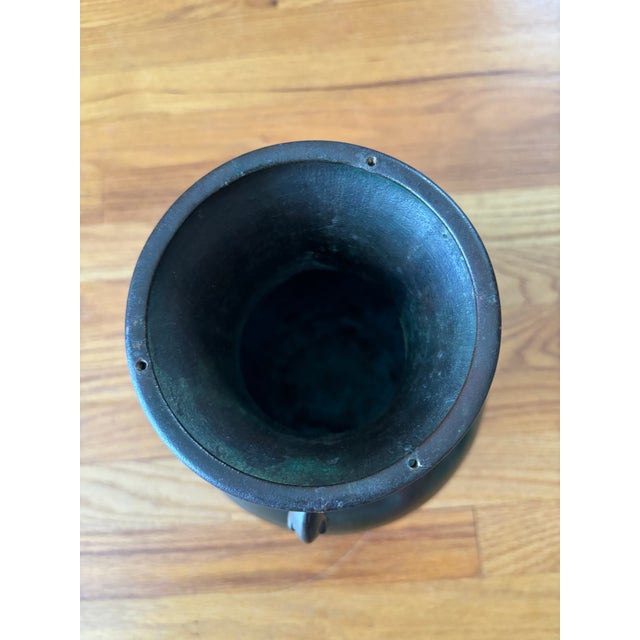 Vintage 12" Bronze Amphora Vase With Dragon Handles For Sale - Image 4 of 9