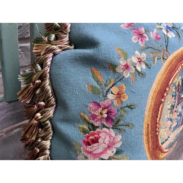 Textile Large Wool & Silk Tapestry Pillow – Les Fables De La Fontaine For Sale - Image 7 of 9