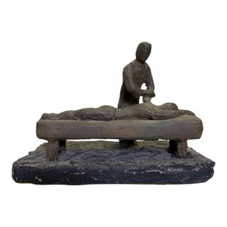 Vintage "The First Adjustment" Chiropractor & Patient Sculpture by Conner For Sale