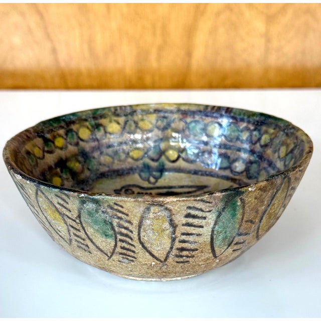 Islamic Buff Ware Slip Paint Ceramic Bowl with Animate Design Nishapur For Sale - Image 4 of 16