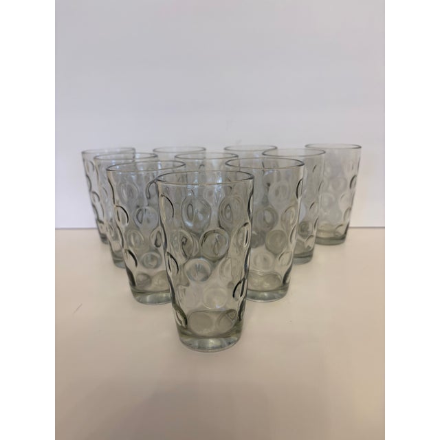 MId-Century Modern glassware frequently referred to as Cirque Bubble Ring glasses, Optic ring glasses or coin dot glasses....