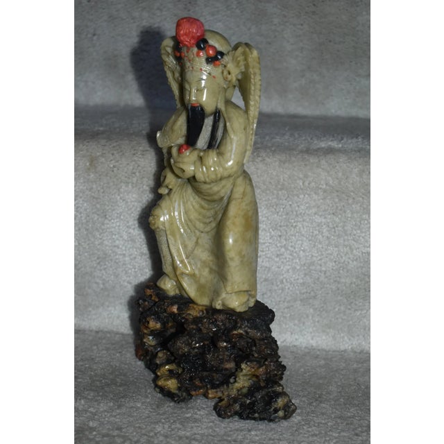 Stone Vintage Asian Carved Soapstone Figure W/Base For Sale - Image 7 of 13