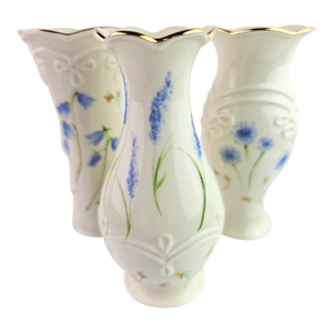 1990s Lenox Classic China Ivory Gold Trim Bud Vases-Set of 3