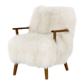 Mongolian Cream Fur Armchair For Sale