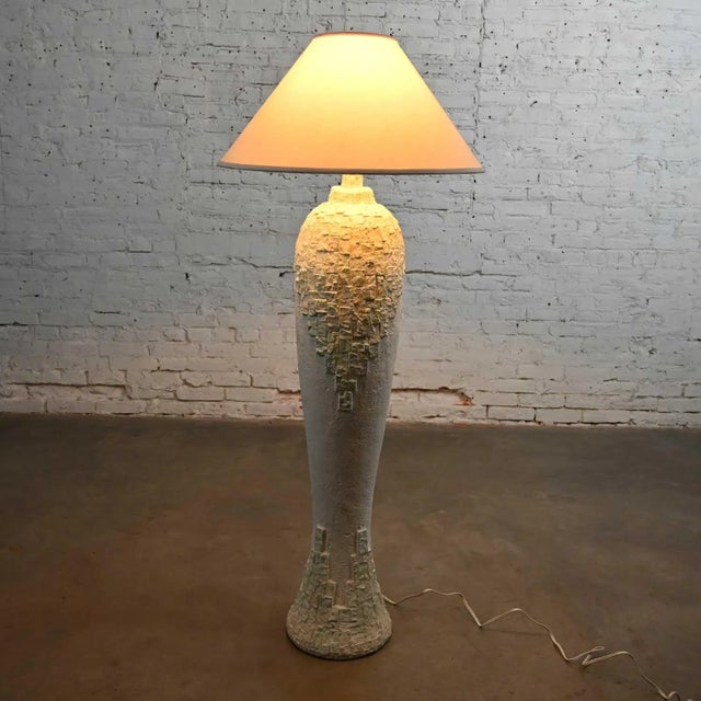 Metal Late 20th Century Modern to Postmodern Southwest Style Textured Plaster Sculptural Floor Lamp For Sale - Image 7 of 13