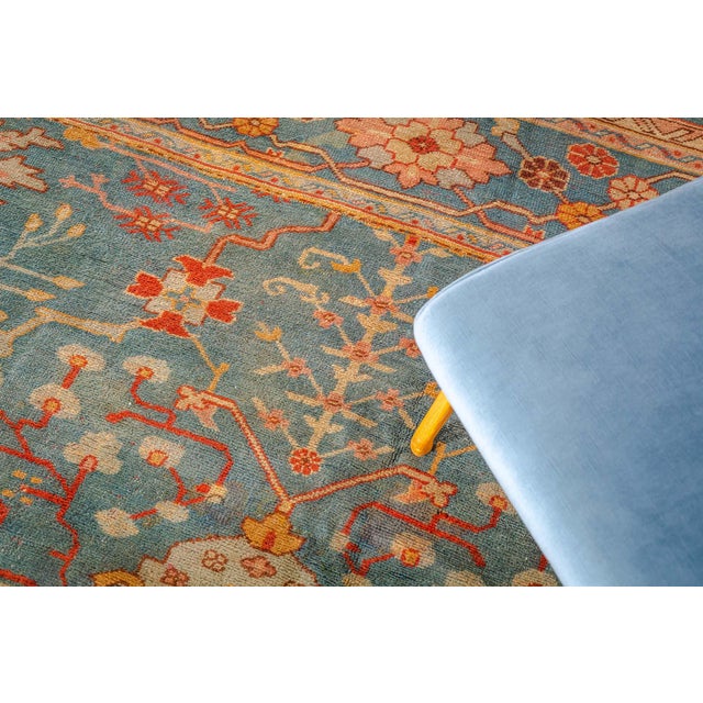 Radiating timeless elegance and artisanal mastery, this square antique Turkish Oushak rug (circa early 1900s) exemplifies...