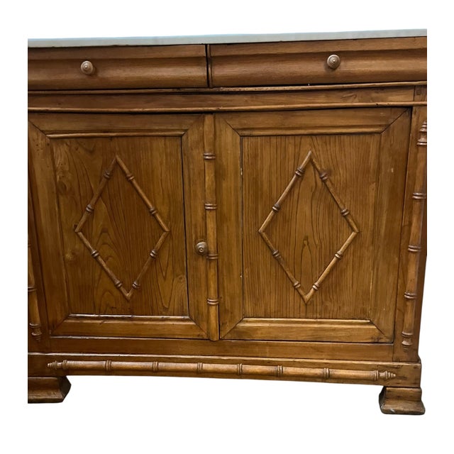 Antique 19th Century Faux Bamboo Buffet/Sideboard With Carrara Marble Top For Sale - Image 11 of 11