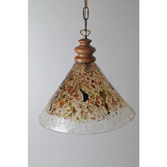 Cone-Shaped Hanging Lamp in Murano Glass and Oak, 1970s For Sale - Image 14 of 18