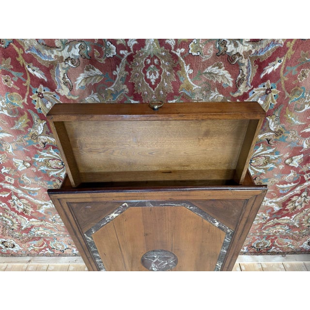 Vintage French Coffee Table in Oak with Marble, 1980s For Sale - Image 6 of 8
