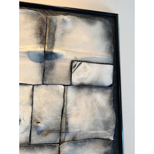 Geometric Raku Clay Tiles Mounted and Framed Wall Sculpture - 47x30 For Sale - Image 11 of 14