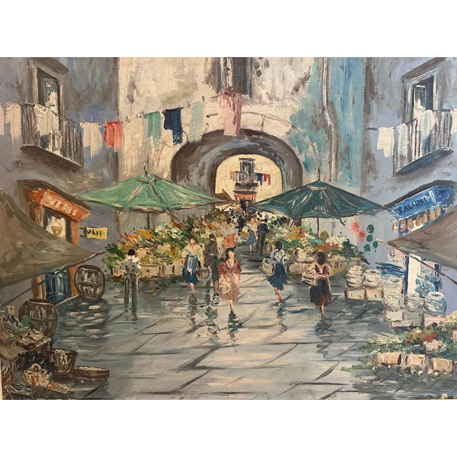 Vintage French oil painting on board rendered in a lively impressionist style, newly framed. SW Board 18” W x 14” H