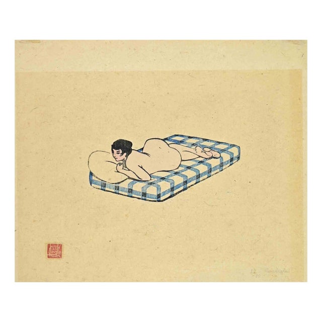 Charles Émile Egli, Nude, Woodcut, Early 20th Century For Sale