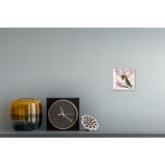 Paint Floriferous Bird, Study 2 by Carrie Goller | Oil and Encaustic Hummingbird For Sale - Image 7 of 7